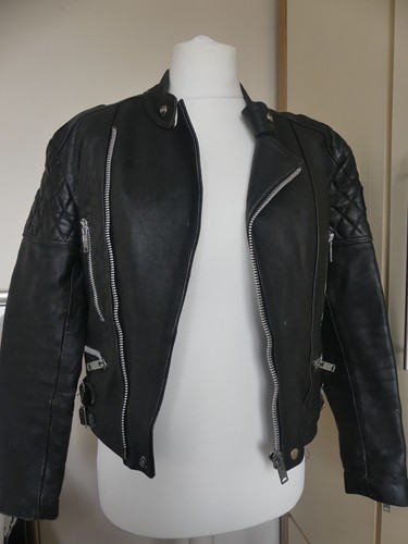 Leather biker jacket - biker, chest