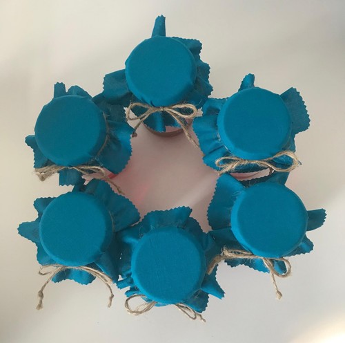 Handmade teal jam jar - 6,