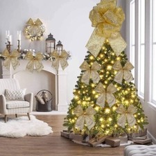 Large Bows Christmas Ribbons Tree Topper Decorations Door Wreath Xmas Accesories