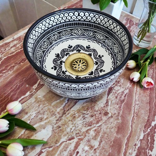 Black white moroccan sink hand - sink,