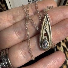 925 Sterling Silver Charles Rennie Mackintosh Blue Topaz Pendant Necklace