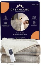 Dreamland 16998 Heated Electric Blanket with Intelliheat- Beige Tartan