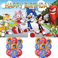 Sonic Hedgehog Happy Birthday Backdrop Decorations 10 Free Balloons Background