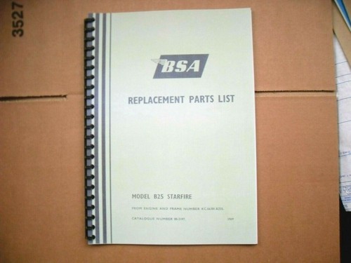 Bsa b25 starfire parts book - bsa,