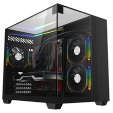 CIT Eclipse mATX Gaming PC Case Micro ATX Tower 3x LED Fan Full Tempered Glass