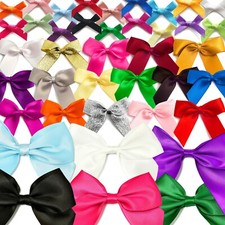 SATIN BOWS Pre-Tied Ribbon Gift Wedding Crafts 250 OPTIONS Small-Large 3/5/10cm