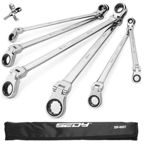 6pc 19mm flex head ratchet - 6pc, 8-19mm