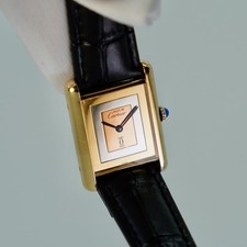 Must de Cartier Tank Trinity Dial 18ct Gold on Sterling Silver Mid Size Watch