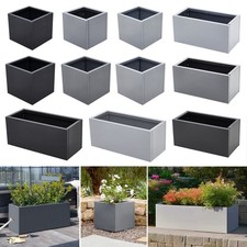 32cm-70cm Stone Effect Square Zinc Steel Planter Trough Flower Pot Patio Planter