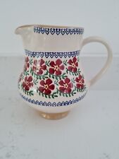 RARE Nicholas Mosse Pottery Jug red flowers floral Spongeware 17cm large vgc