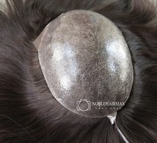 Deluxe Toupee Hair Replacement System 100% Real European Hair Mens Wig Hairpiece