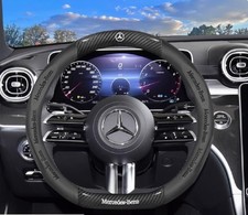 15" PU Leather+Carbon fiber Steering Wheel Cover For Mercedes Benz GLA GLB GLC
