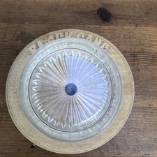 Vintage Carved Wooden Butter Dish with Glass Insert