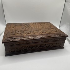 Carved Wooden Box Vintage Wood