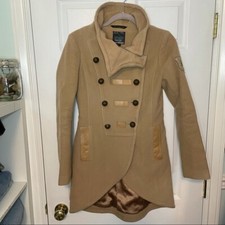 Mackage Wool Cashmere Camel Double Breasted Long Coat Jacket Made in Canada S