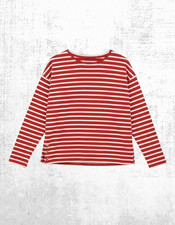 Women’s Fat Face Breton Top Cotton Long Sleeve Red Stripe Crew Neck Jersey