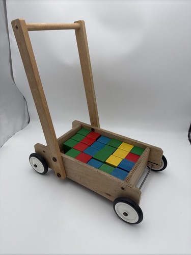 Vintage wooden block walker - wooden,