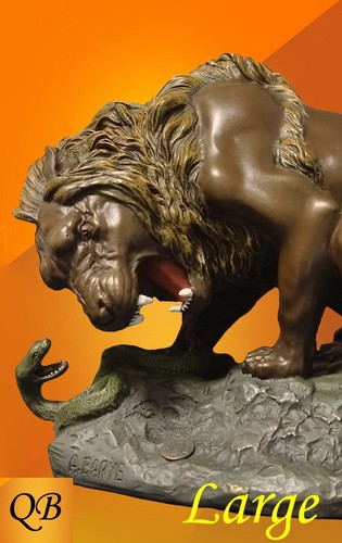 Art deco bronze lion snake - deco,