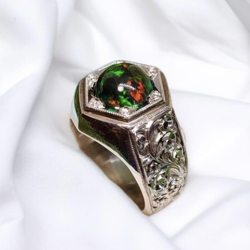 Natural black fire opal 925 - natural,