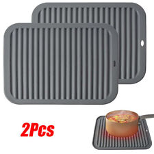 2 Pack Silicone Trivet Mat Heat Resistant Pad Pot Holder Non Slip Kitchen Gadget