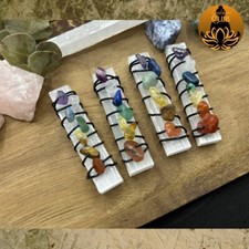 Handmade Selenite Crystal Wand Wire Wound Chakra Gemstones. Spiritual Gift UK