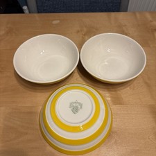 T G Green Cornishware Yellow 3x Cereal Bowls￼