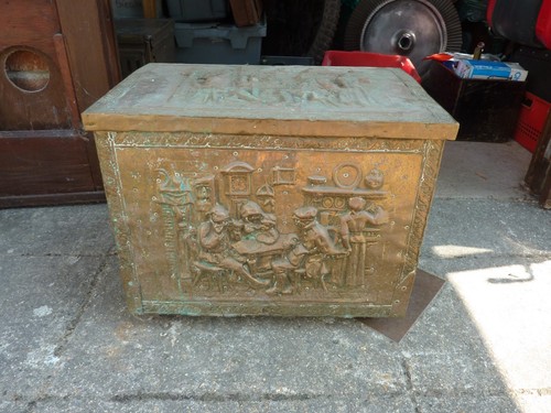 Vintage brass coal log - vintage, box