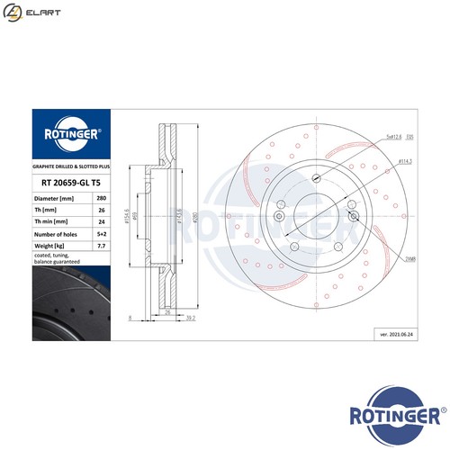 Brake disc 20659 - disc, rt