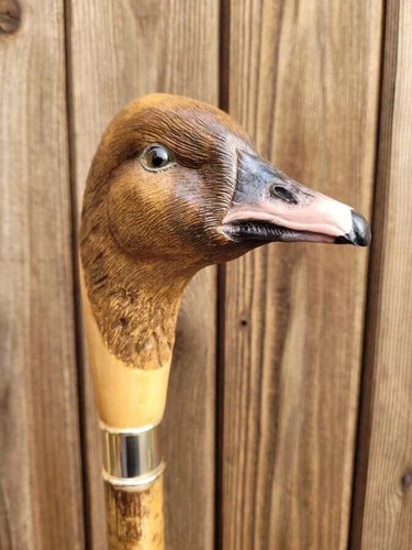 Bird handle wooden - hand, carved