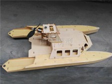 Wind Catamaran Rescue Boat Vector Steering Wooden Model Ship Kit RC Model