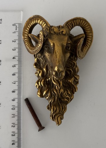 Gold ram head metal door - gold,
