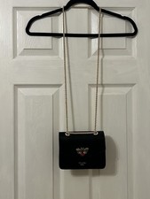 Dune black snake effect x-body bag with jewelled bug on front, never used