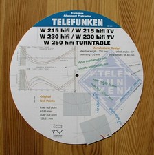 Cartridge Alignment Protractor for Telefunken W215/W230/W250 Turntable Tonearms