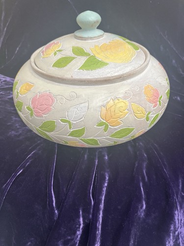 Wooden carved lidded painted - wooden,
