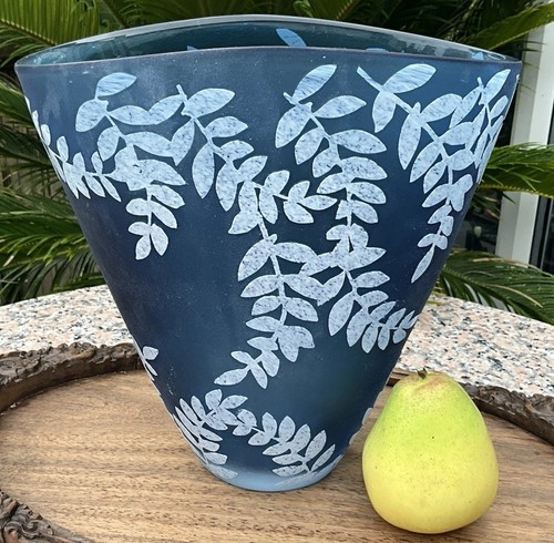 Sapphire cameo glass vase - glass,