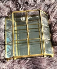 Vintage Brass & Glass Mirrored Wall Hanging Display Cabinet Trinket Box