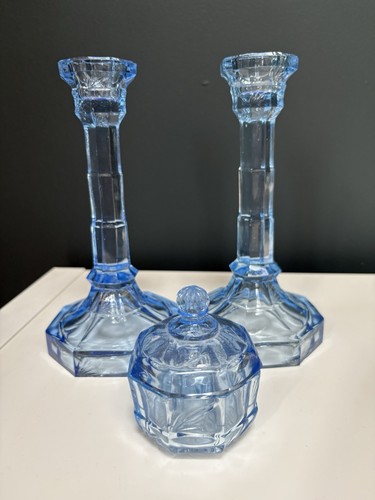 Vintage art deco blue glass - vintage,
