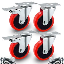 4x Double Bearing 100mm 700KG Rubber Swivel Castor Wheels Trolley Caster