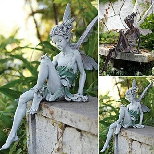 Sitting fairy statue - sitting,