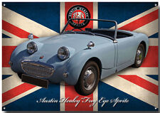 LGE A3 SIZE AUSTIN HEALEY FROG EYE SPRITE ENAMELLED METAL SIGN.GARAGE SIGN.