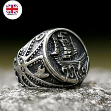 Men's Signet Ring Size US 9 UK R 1/2 Ship Sailor Octopus Style Gift Idea For Him