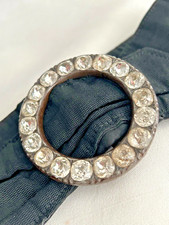 Large Antique Victorian steel foil set table cut paste stones buckle clasp