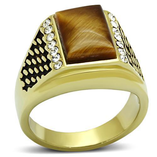 Mens tiger eye ring - , cz