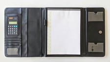 A4 Folder Folio Office Document Organiser Meeting ID Business PU Leather - Black