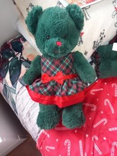 Build A Bear Green Red Christmas Plaid Tartan Bear Plush Soft Toy Gift
