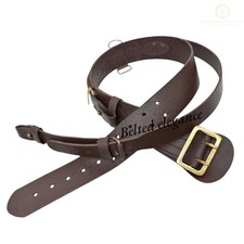 Sam Browne Belt BROWN Genuine Leather Complete British Military Cross Strap Army
