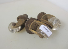 Vintage Brass & Glass Furniture Castors Trolley Wheels Old Antique Iron x3