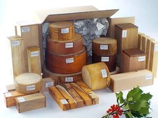 Wood turning blanks gift selection pack.  Box of mixed sizes and species.  75