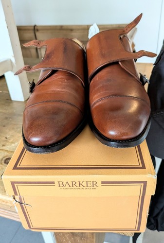Barker brown leather monk - brown,