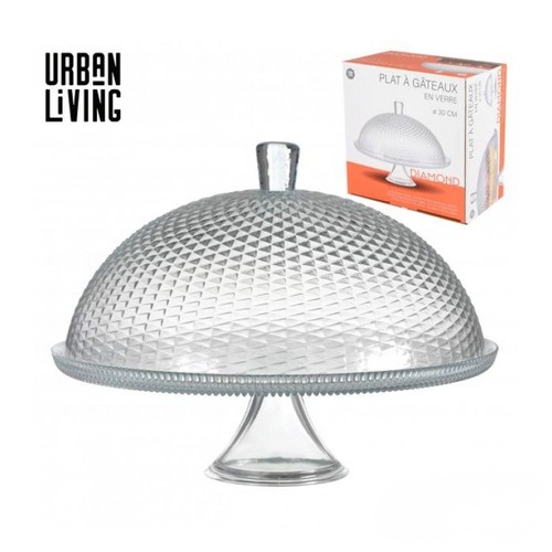 Glass cake stand with dome - glass,